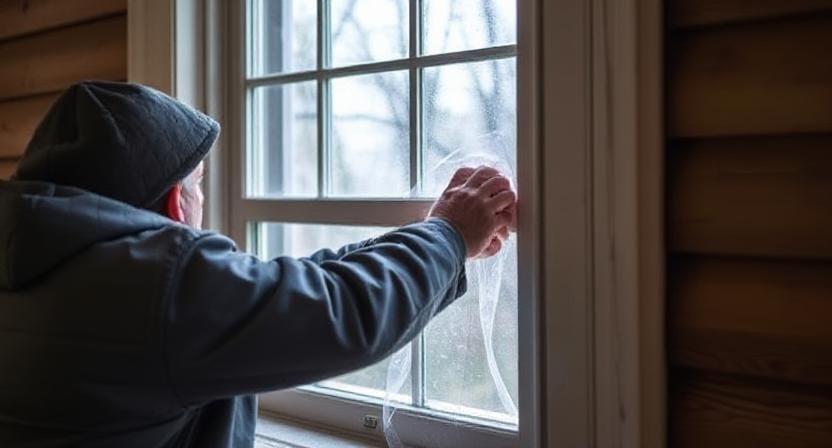 Survivalist Sealing Up Windows and Doors