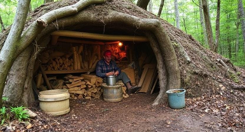 Survivalist Homesteading Prepper Making Plans for a Root Cellar