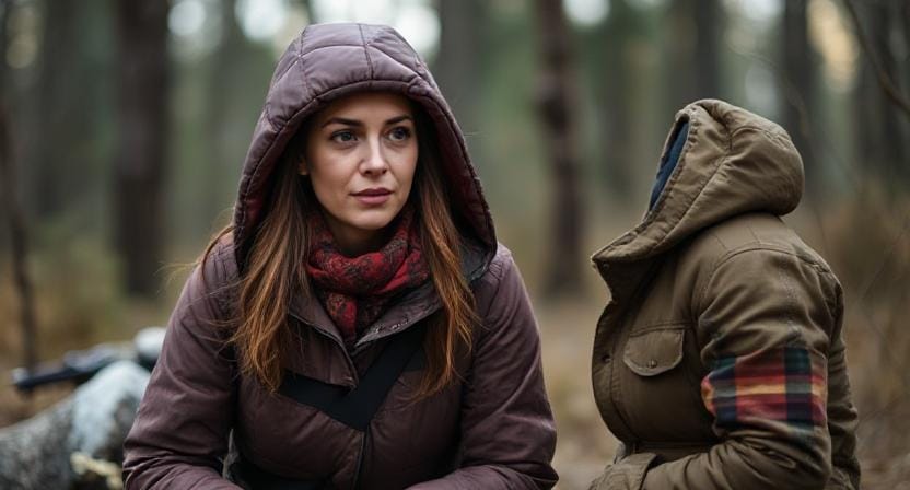 Survivalist Talking to Herself to Calm Down