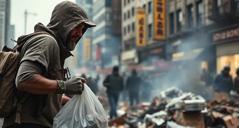 Survivalist Recognizing the Signs of Looting During Urban Collapse