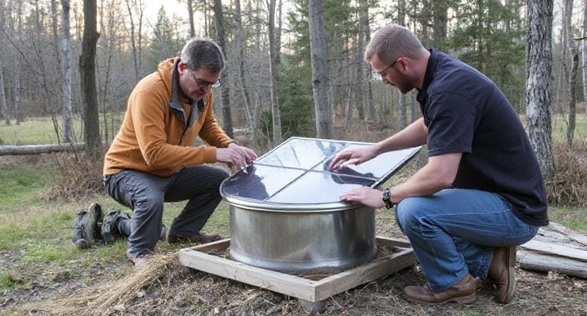 Homesteader Constructing a Solar Oven