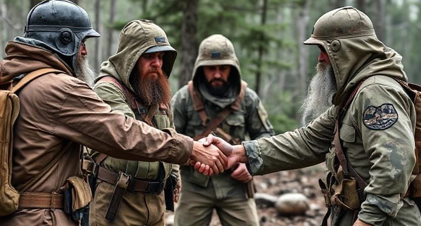 Survivalists Shaking Hands