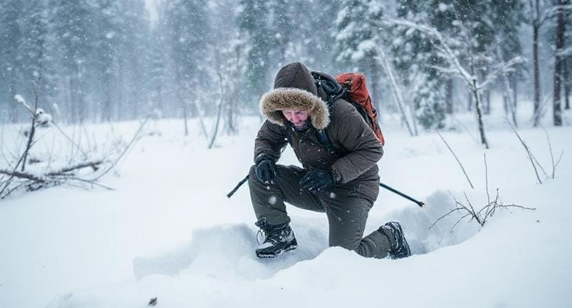Survivalist Dealing with Extreme Cold Weather