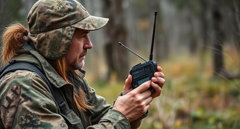 Survivalist Talking to a Woman on a Battery Powered Radio