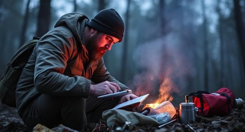 Survivalist Getting an Emergency Kit Ready