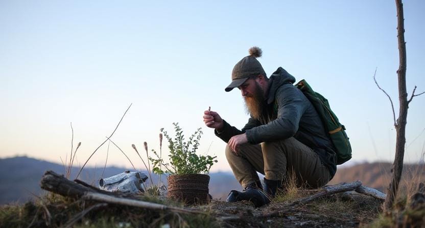 Survivalist Using Herbal Medicine
