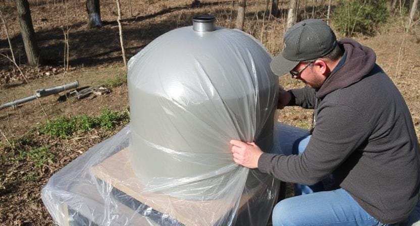 Homesteader Sealing up a Solar Oven
