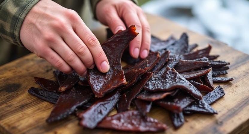 Survivalist Choosing Meat for Making Jerky