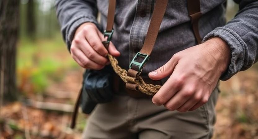 Survivalist Making His Own Survival Sling