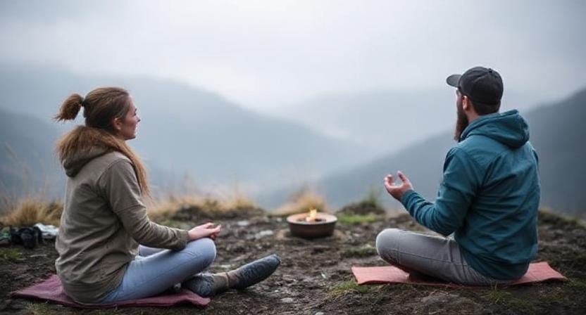 Survivalist Preppers Doing Mindfulness Exercises
