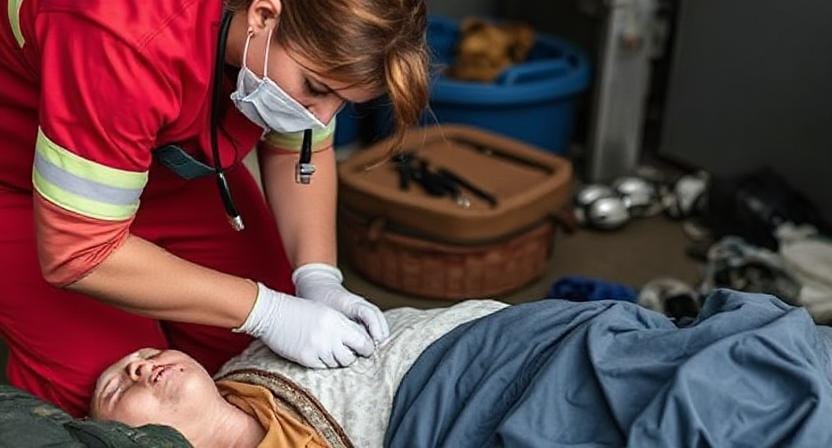 Survivalist Nurse Doing Triage