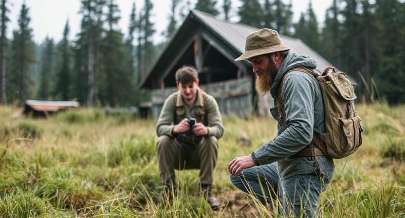 Survivalist Assessing the Situation and Staying Calm