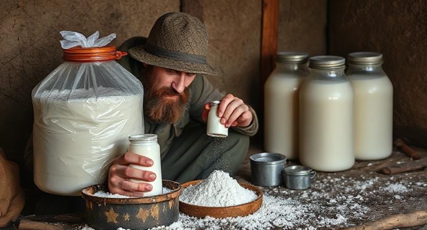 Survivalist Storing Powdered Milk