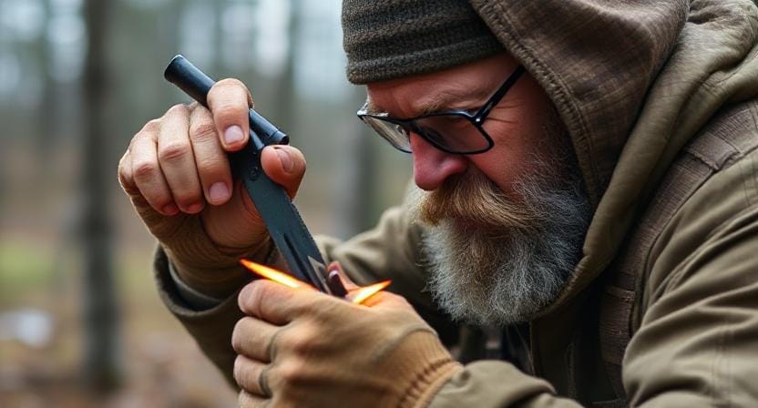 Survivalist Prepper MacGyver Showing Skills