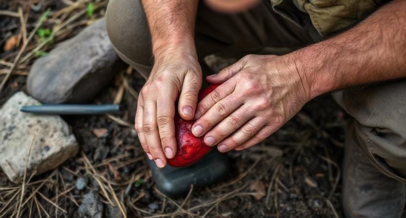 Survivalist Treating Infected Burn Wounds