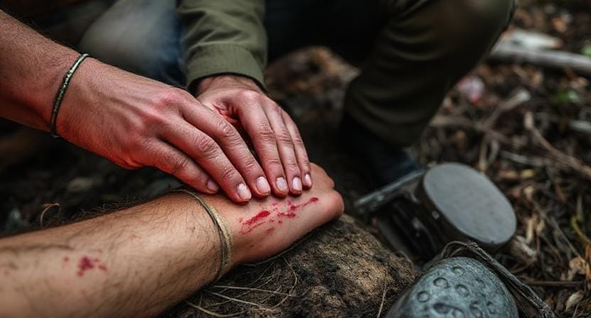 Survivalist Bandaging Burn Wounds