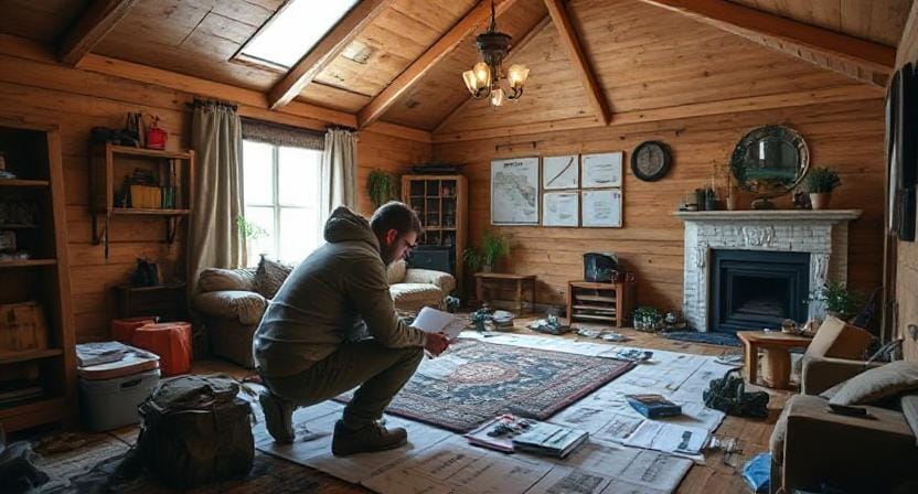 Survivalist Assessing the Home Layout for an Escape Plan