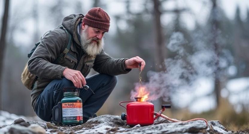 Survivalist Choosing From Different Fuel Types