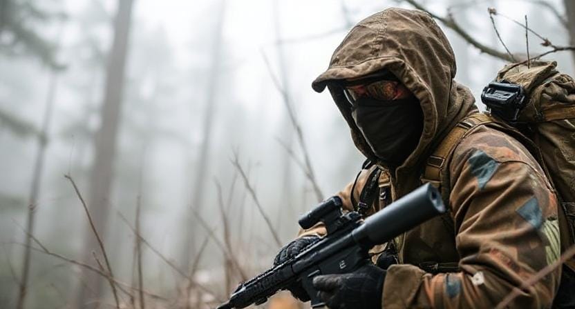 Survivalist Blending in With the Gear Like A Ninja