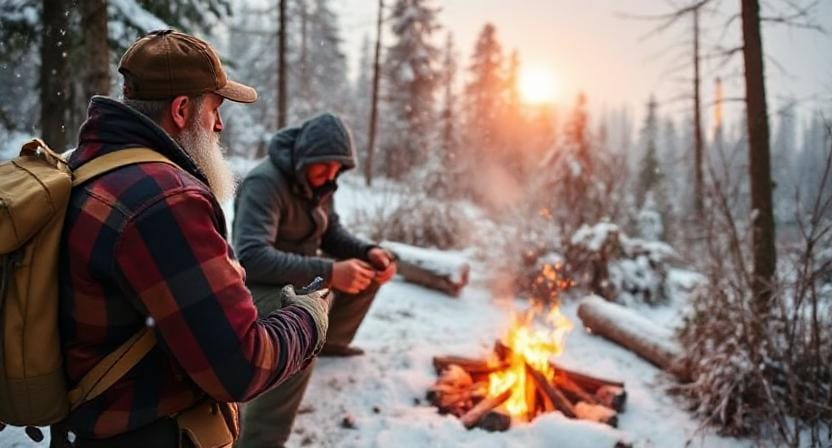 Survivalist Making Plans for Emergencies in Bad Weather