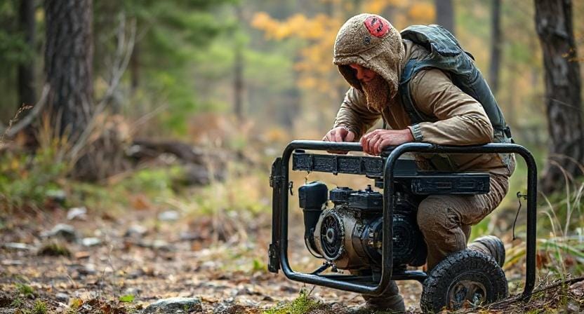 Survivalist Running a Generator