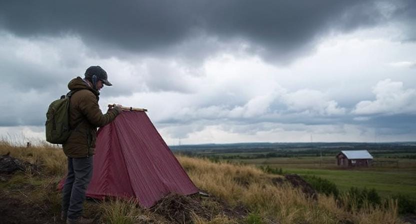 Survivalist Making Safety Checks After The Storm