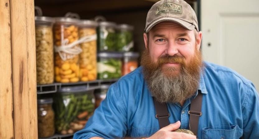 Survivalist Prepper Maintaining the Food Storage System