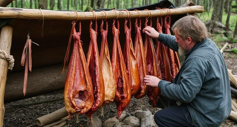 Survivalist Drying Meat