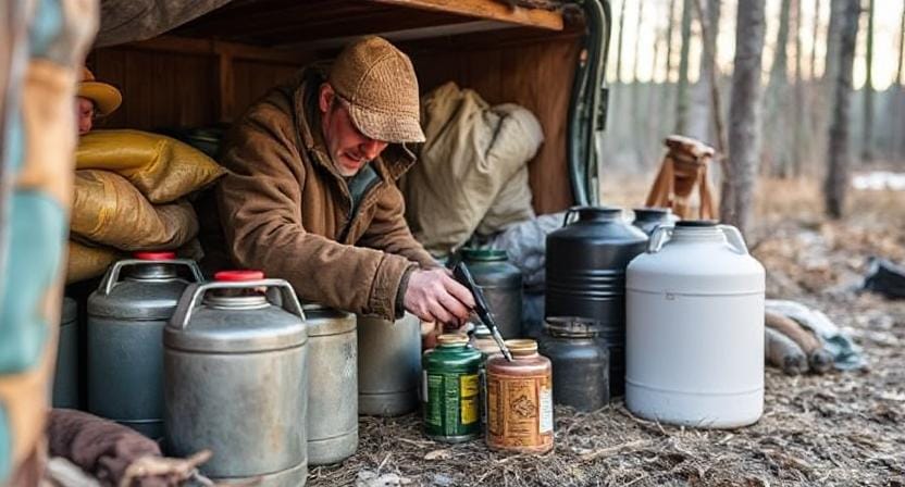 Survivalist Stockpiling Fuel Safely