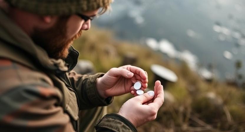 Survivalist Choosing Purification Tablets