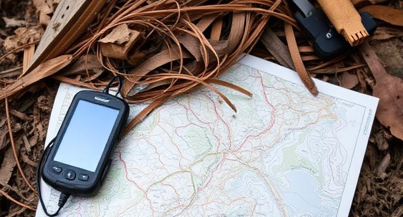 Survivalist Choosing GPS vs. Paper Maps