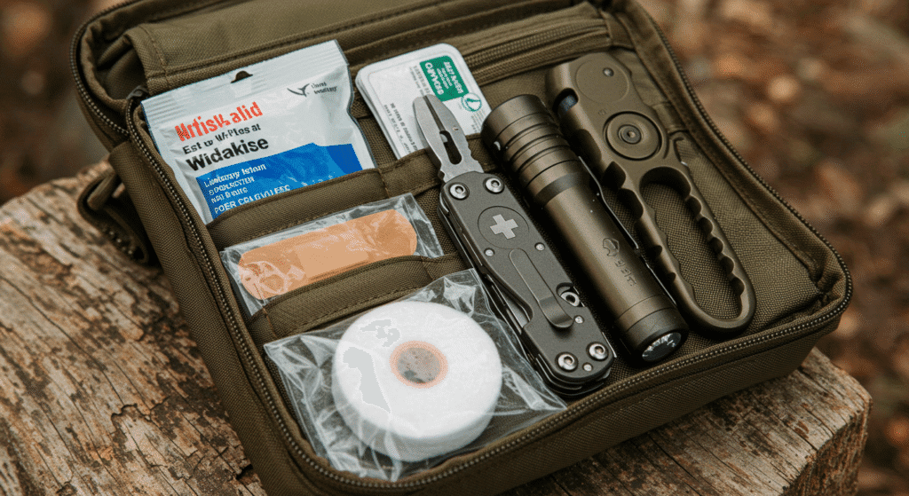 Survival Kit with First Aid Self Defense and Multi Tool