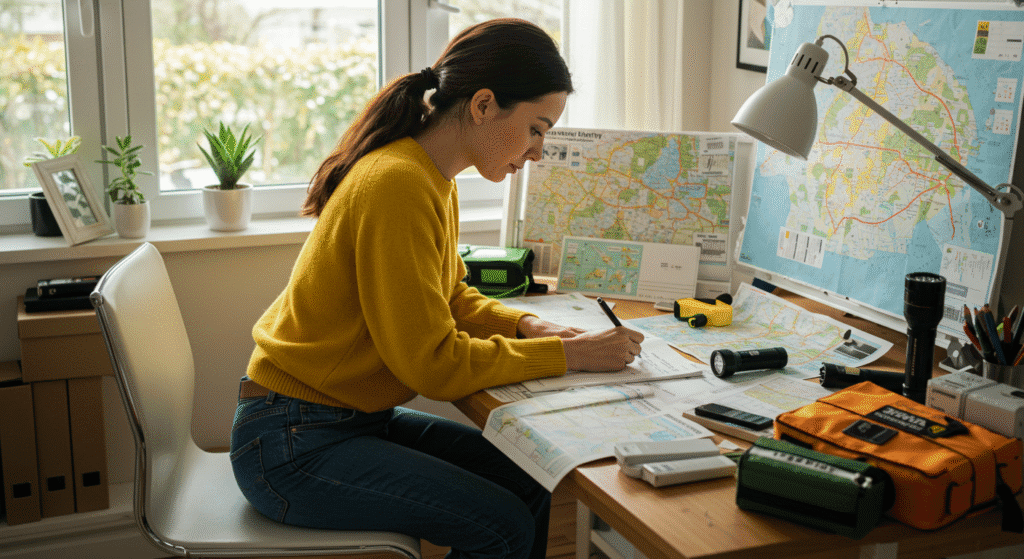 Woman Creating a Detailed Emergency Plan