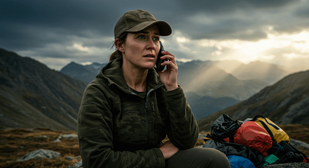 Survival Woman Staying Informed of Emergency Situations