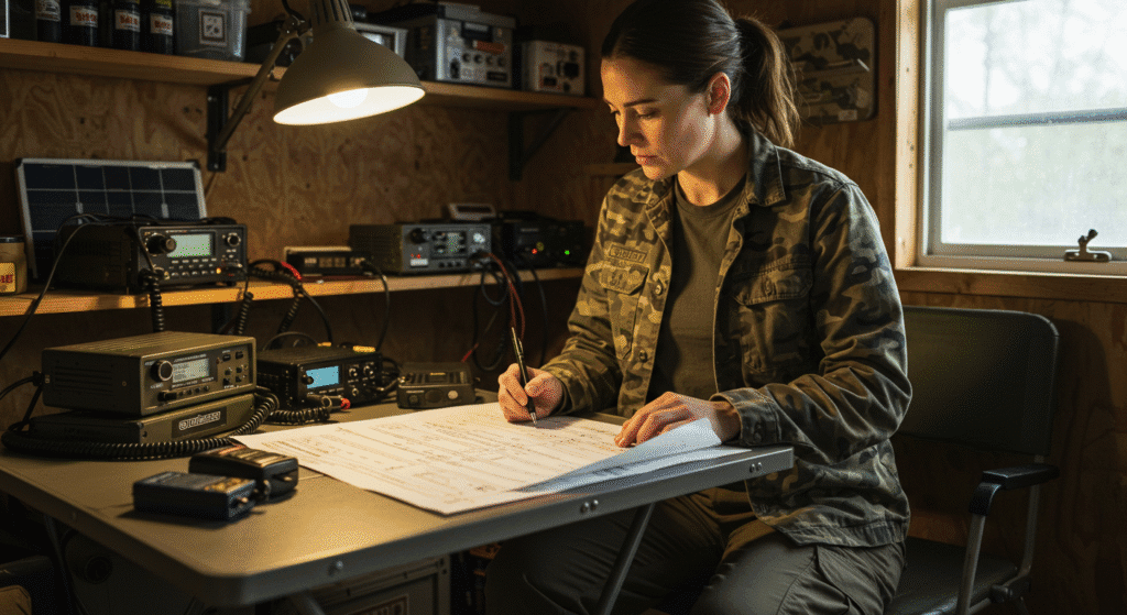 Prepper Woman Going Over Her Communication Plans