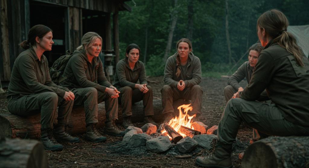 Prepper Woman Meeting with Her Prepper Friends