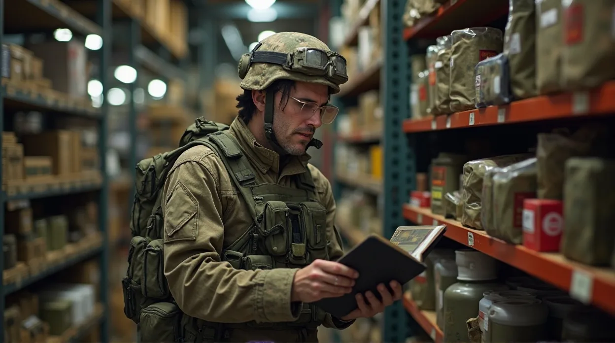 Survival Man Shopping for Survival Supplies in an Army Surplus Store