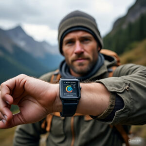 Survival Man Showing His Smartwatch