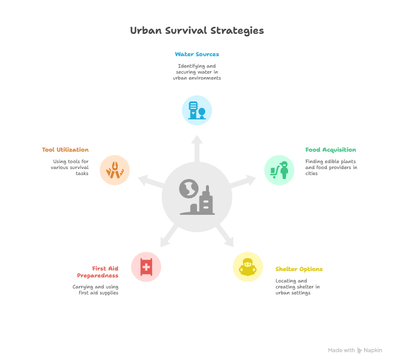 Infographic on Urban Survival Strategies for Finding Food