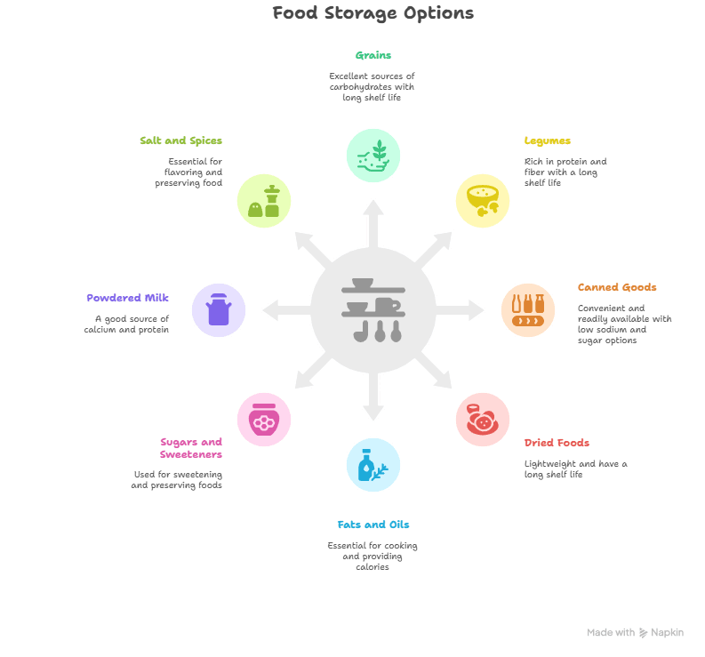 Graphic Outline of Food Storage Options